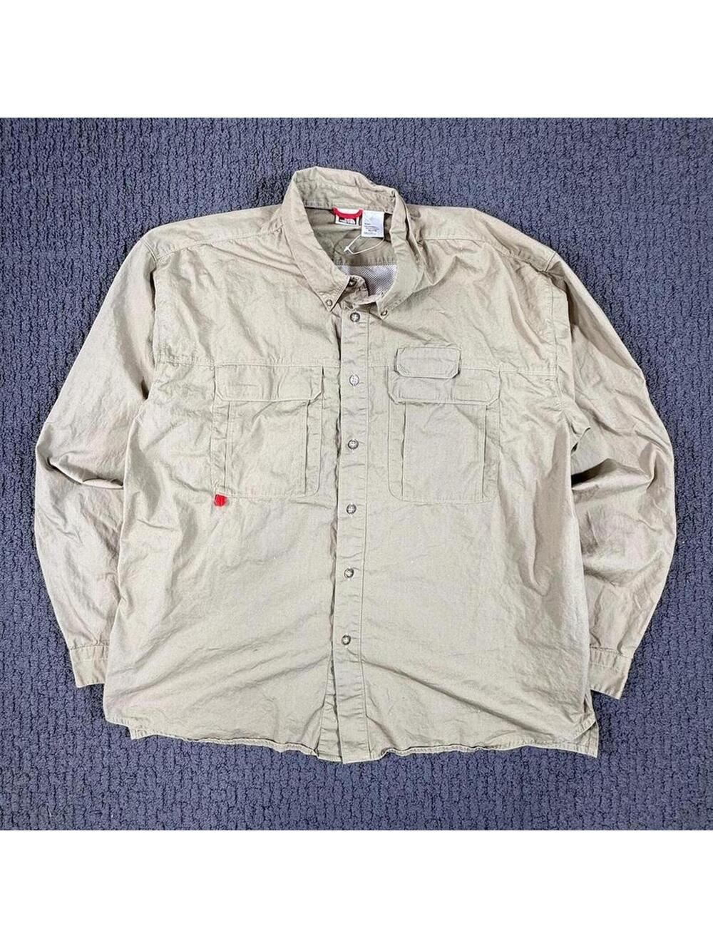 THE NORTH FACE Beige Pearl Snap Collared Shirt Pockets XL